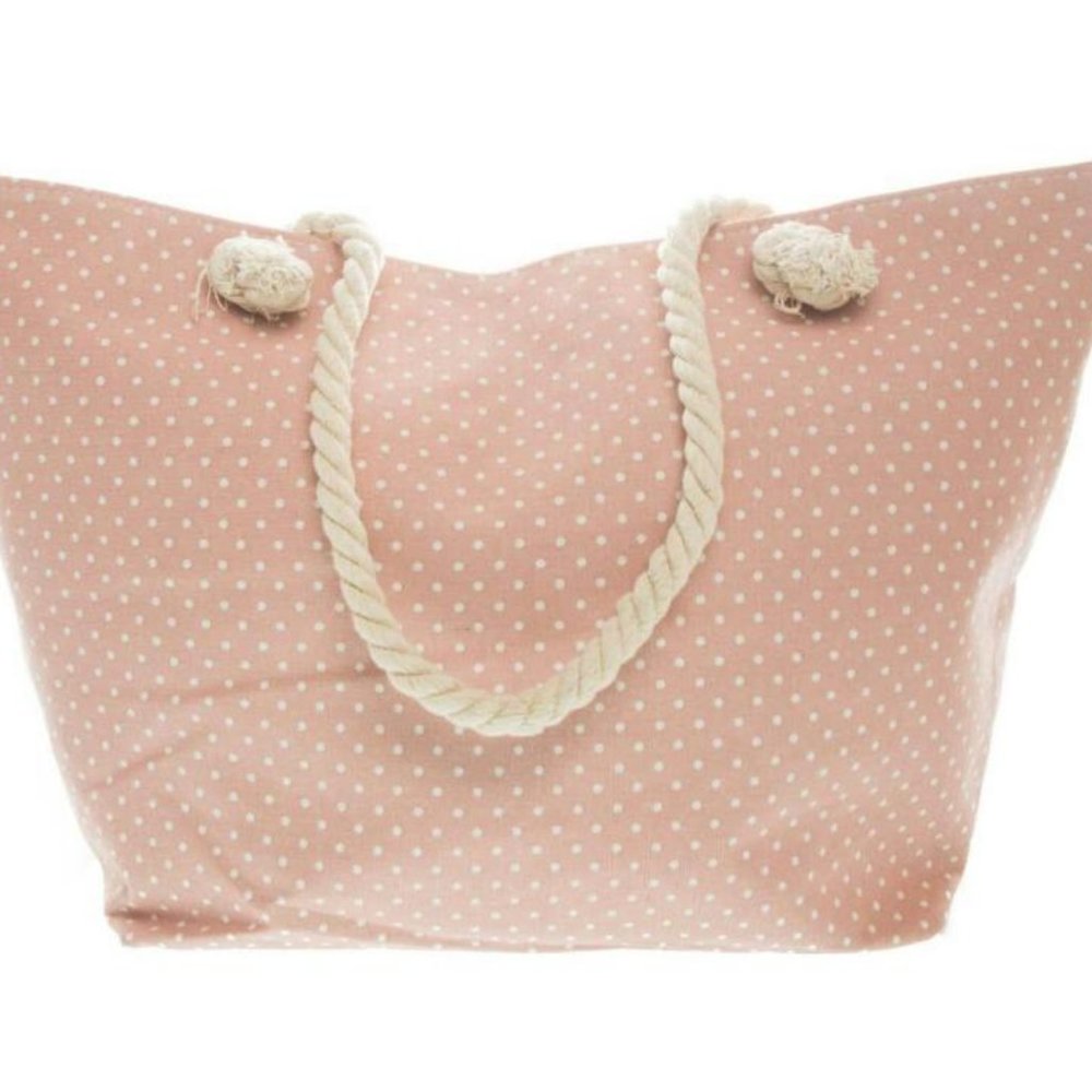 Pink Polka Dot Beach Bag